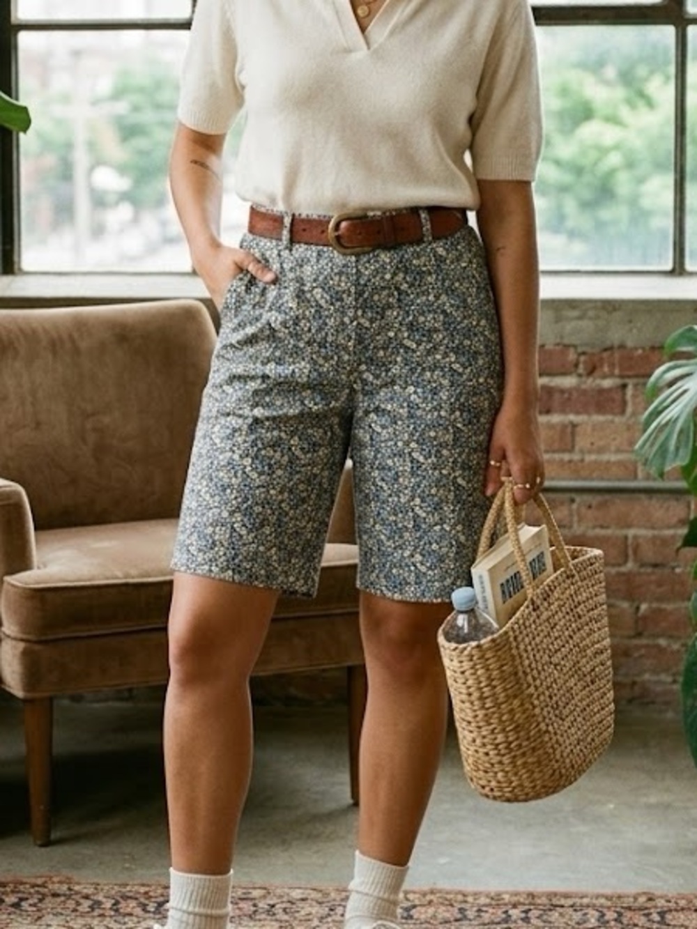 Valerie Stevens Sport Floral Bermuda Shorts